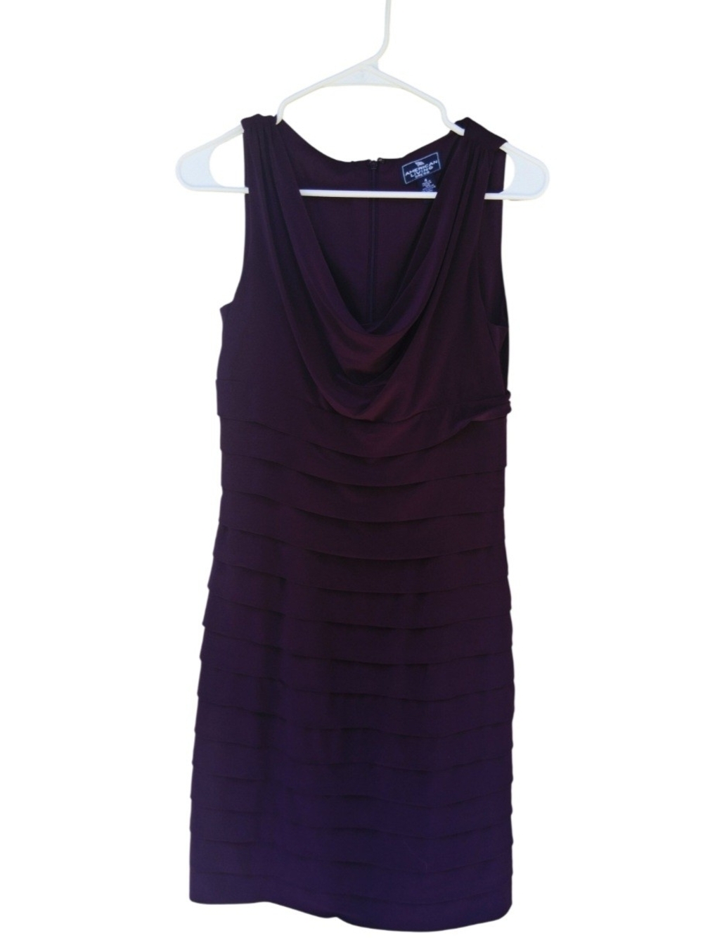 American Living Purple Sleeveless Cowl Tiered Midi Dress
